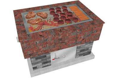 BrickWood Box Wood-Fired BBQ with 7 Different Griddles & Grills